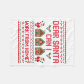 Dear Santa Can I Work From Home Funny Ugly Christm Fleece Deken (Voorkant (Horizontaal))
