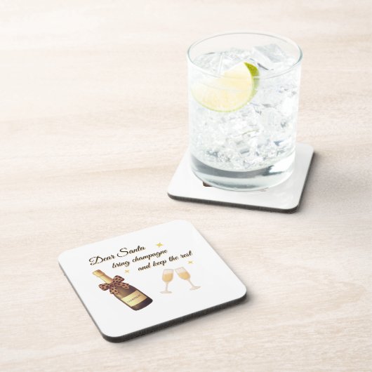 Dear Santa Champagne Design Bier Onderzetter (Rechterzijde)