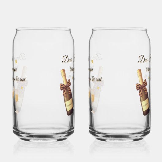 Dear Santa Champagne Design Blikvorm Glas (Rechts)