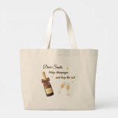 Dear Santa Champagne Design Grote Tote Bag (Achterkant)