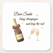 Dear Santa Champagne Design Kartonnen Onderzetters (Voorkant)