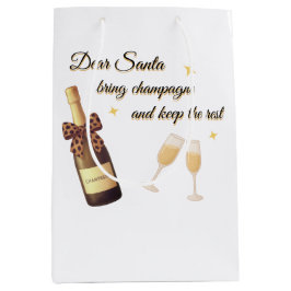 Dear Santa Champagne Design Medium Cadeauzakje
