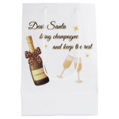 Dear Santa Champagne Design Medium Cadeauzakje (Achterkant)