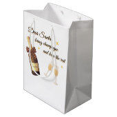 Dear Santa Champagne Design Medium Cadeauzakje (Achterkant Gekanteld)