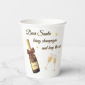 Dear Santa Champagne Design Papieren Bekers (Achterkant)