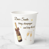 Dear Santa Champagne Design Papieren Bekers (Voorkant)
