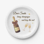 Dear Santa Champagne Design Papieren Bordje (Voorkant)