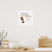 Dear Santa Champagne Design Poster (Keuken)