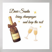 Dear Santa Champagne Design Poster (Voorkant)
