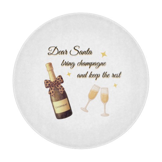 Dear Santa Champagne Design Snijplank (Voorkant)