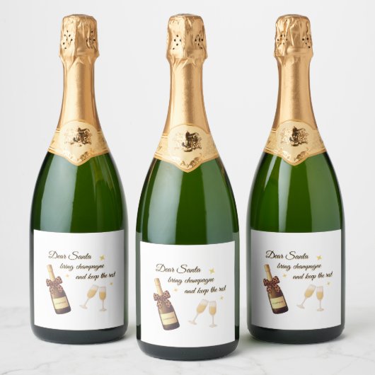 Dear Santa Champagne Design Sparkling Wijnetiket (Flessen)