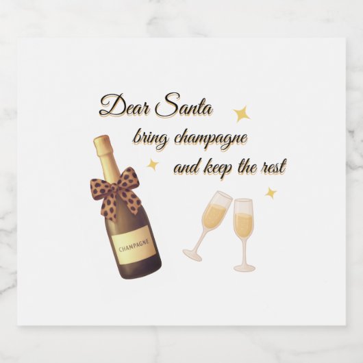 Dear Santa Champagne Design Sparkling Wijnetiket (Enkel label)