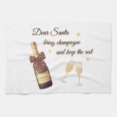 Dear Santa Champagne Design Theedoek (Horizontaal)