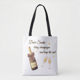 Dear Santa Champagne Design Tote Bag