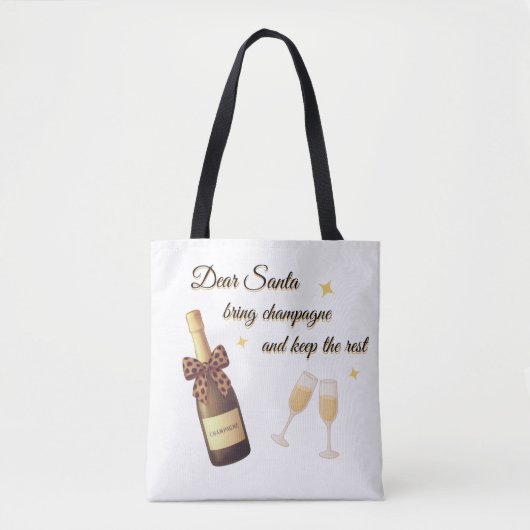 Dear Santa Champagne Design Tote Bag (Voorkant)