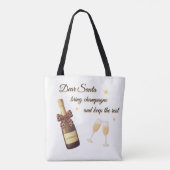 Dear Santa Champagne Design Tote Bag (Achterkant)