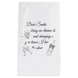 Dear Santa Champagne & Diamonds Line Art Design Klein Cadeauzakje