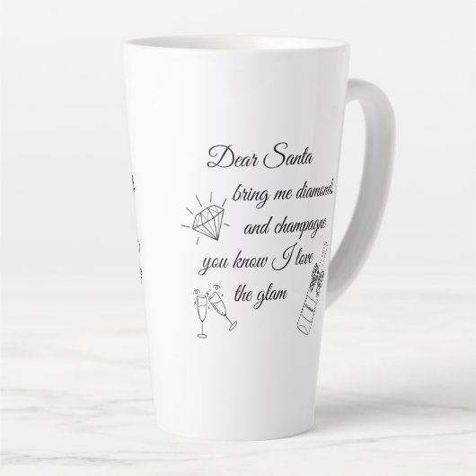 Dear Santa Champagne & Diamonds Line Art Design Latte Mok (Rechterhoek)