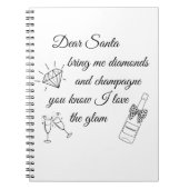 Dear Santa Champagne & Diamonds Line Art Design Notitieboek (Voorkant)