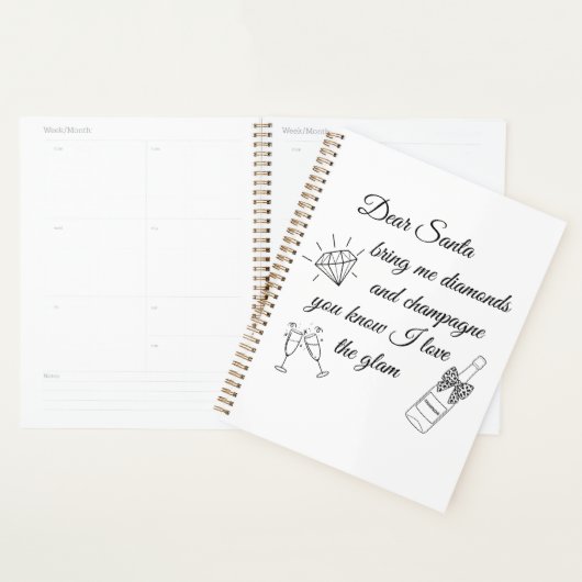 Dear Santa Champagne & Diamonds Line Art Design Planner (Display)