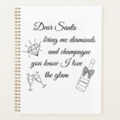 Dear Santa Champagne & Diamonds Line Art Design Planner (Voorkant)