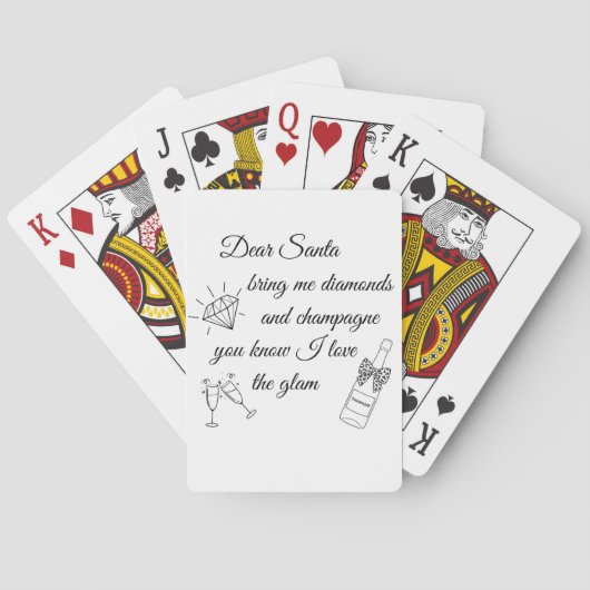 Dear Santa Champagne & Diamonds Line Art Design Pokerkaarten (Achterkant)