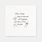 Dear Santa Champagne & Diamonds Line Art Design Servet (Voorkant)