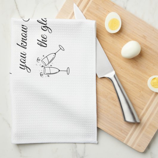 Dear Santa Champagne & Diamonds Line Art Design Theedoek (Quarter Fold)