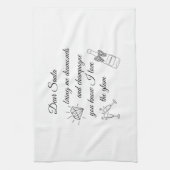 Dear Santa Champagne & Diamonds Line Art Design Theedoek (Verticaal)