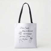 Dear Santa Champagne & Diamonds Line Art Design Tote Bag (Voorkant)