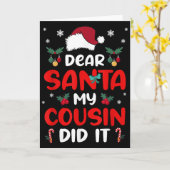 Dear Santa Cousin Did Its Candy Cane Christmas Par Kaart (Gele Bloem)