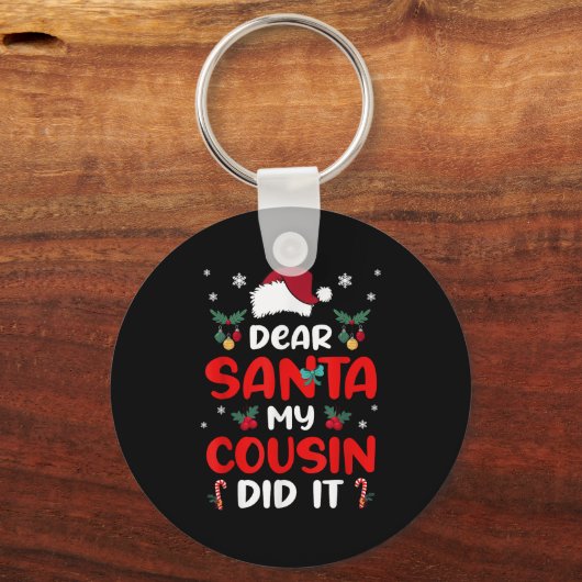 Dear Santa Cousin Did Its Candy Cane Christmas Par Sleutelhanger (Voorkant)