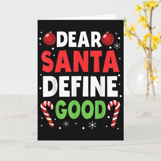 Dear Santa Define Good Christmas Naughty Pajama Ma Kaart (Gele Bloem)