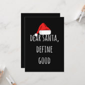 Dear Santa Define Good Funny Christmas Kaart (Voorkant / Achterkant in situ)