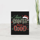 Dear Santa Define Good Tee Funny Christmas Matchin Kaart (Voorkant)