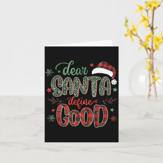 Dear Santa Define Good Tee Funny Christmas Matchin Kaart (Gele Bloem)
