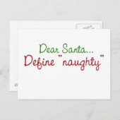 Dear Santa Define Naughty Feestdagenkaart (Voorkant / Achterkant)