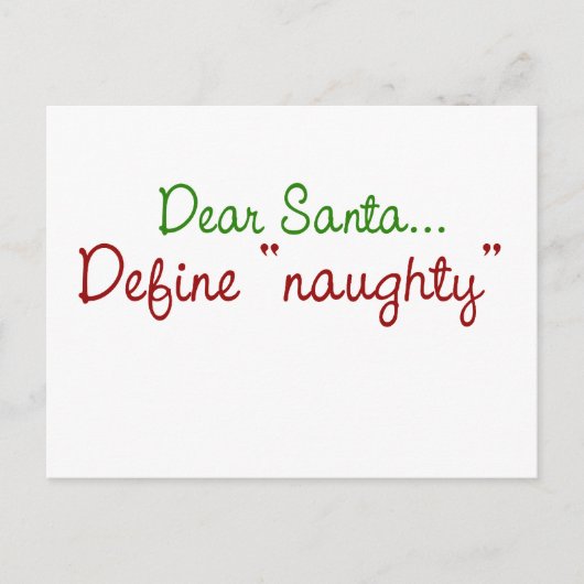 Dear Santa Define Naughty Feestdagenkaart (Voorkant)