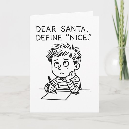Dear Santa, Define Nice - Funny Christmas Card Feestdagen Kaart (Voorkant)