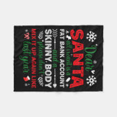 Dear Santa Fat Bank Account Skinny Body Funny Chri Fleece Deken (Voorkant (Horizontaal))
