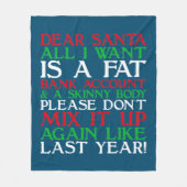 Dear Santa Fleece Deken (Voorkant)