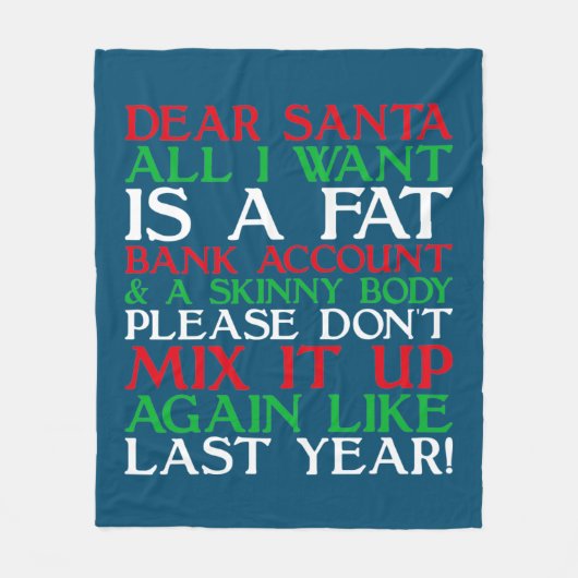 Dear Santa Fleece Deken (Voorkant)