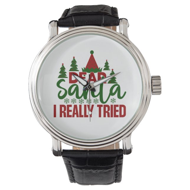 Dear Santa – Funny Christmas Horloge (Voorkant)