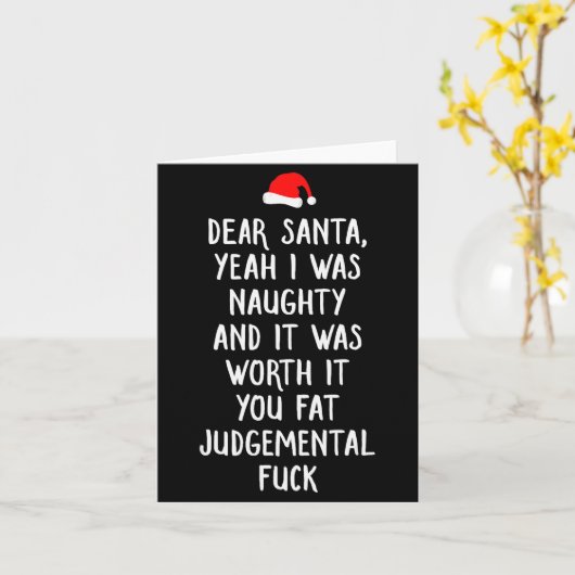 Dear Santa Funny Inappropriate Christmas  Kaart (Gele Bloem)