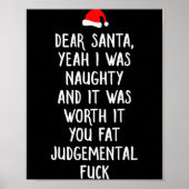 Dear Santa Funny Inappropriate Christmas  Poster (Voorkant)