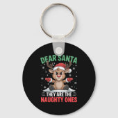 Dear Santa Funny Naughty Ones Reindeer Christmas H Sleutelhanger (Voorkant)
