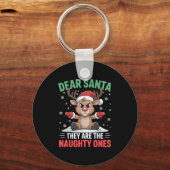 Dear Santa Funny Naughty Ones Reindeer Christmas H Sleutelhanger (Voorkant)