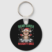 Dear Santa Funny Naughty Ones Reindeer Christmas H Sleutelhanger (Voorkant)