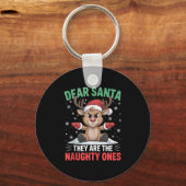Dear Santa Funny Naughty Ones Reindeer Christmas H Sleutelhanger (Voorkant)