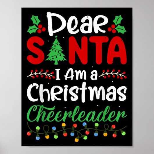 Dear Santa I Am A Christmas Cheerleader Funny Chri Poster (Voorkant)